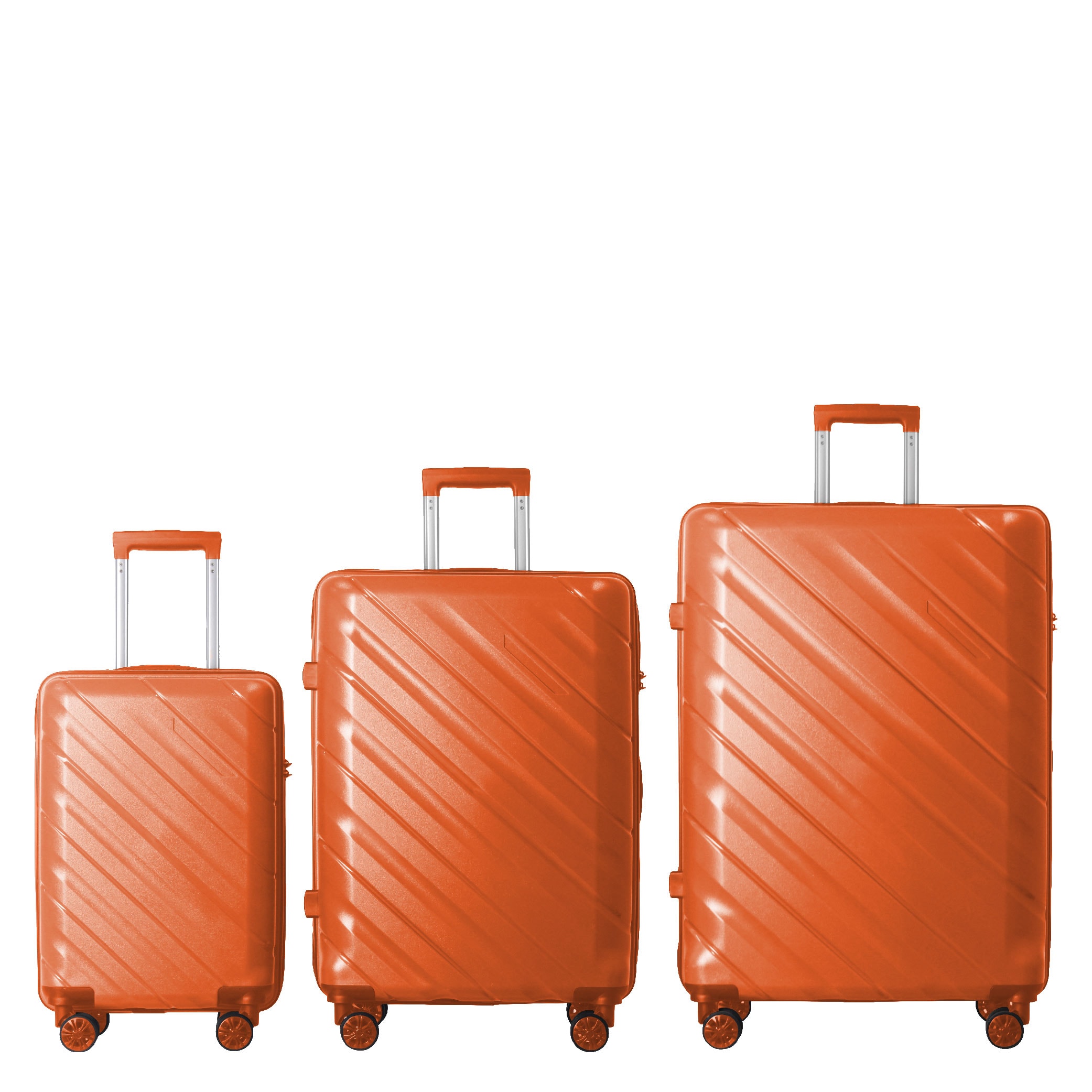 3-Piece Luggage Sets (20", 24", 28"), Suitcase With Wheels, Hardside Suitcase With Four Spinner Wheels And Scratch-Resistant Surface, Orange_voghion.com